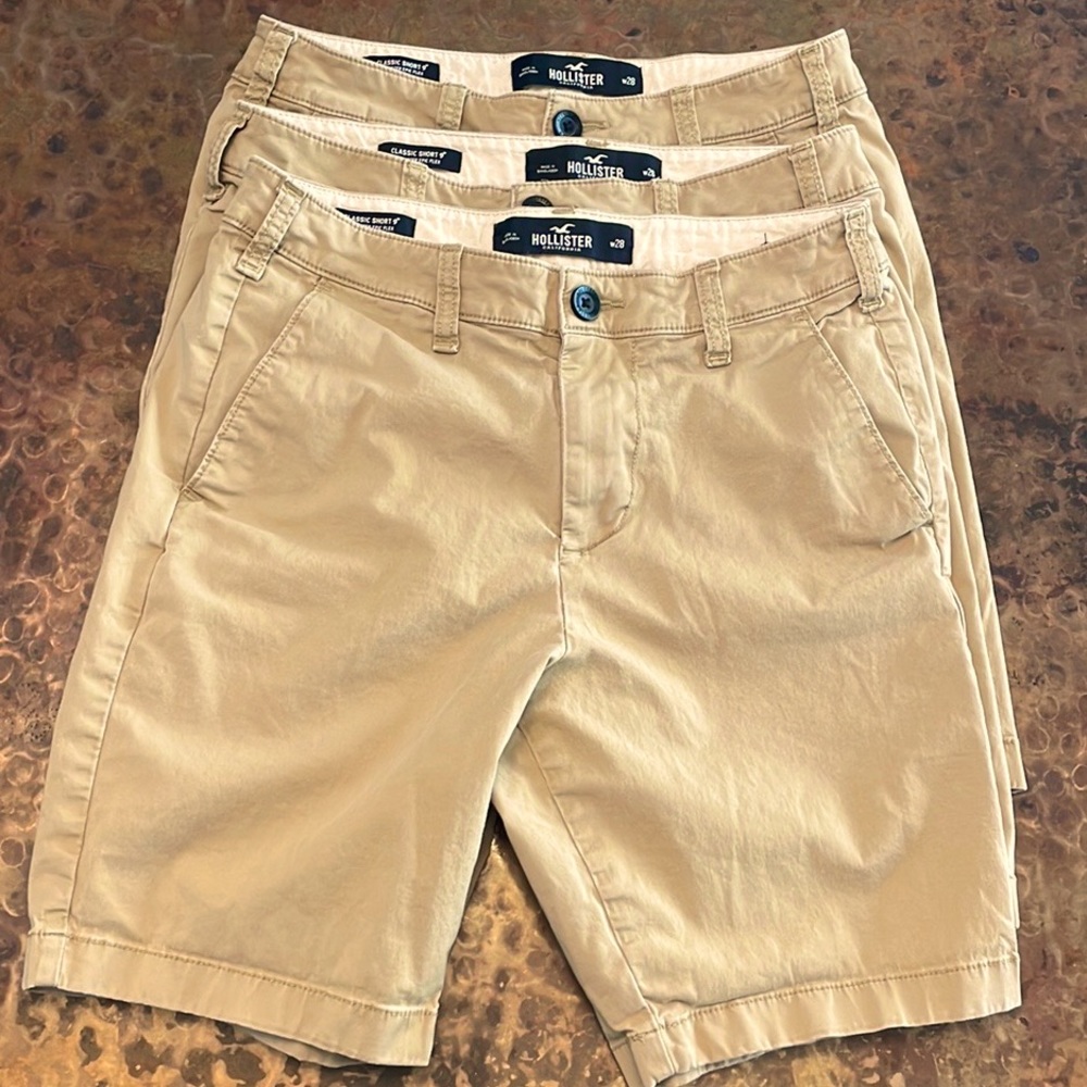 Hollister Epic Flex Khaki Shorts, 9" inseam, Men's 28" waist, 3 sold together